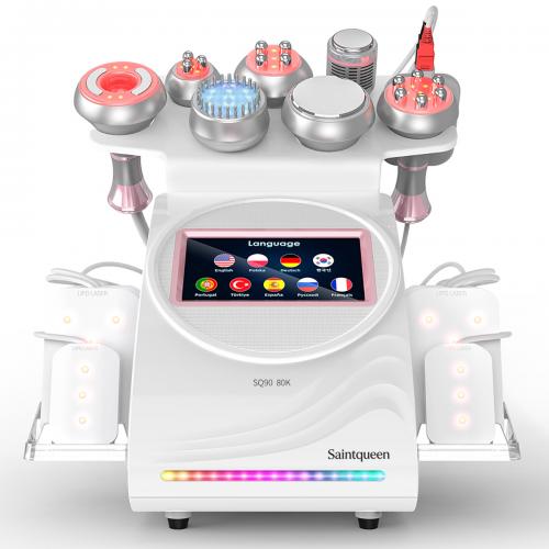 SQ90D Plus, 9in1 80K Ultrasonic Cavitation Machine | Multi-Polar RF Vacuum Lipo Laser Cold Hammer Meridian Brush Microcurrent Pad | Body Sculpting Skin Tightening Skin Smoothing, US Plug