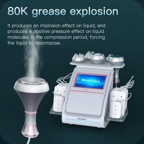 SQ92C Pro, 6in1 80K Ultrasonic Cavitation Machine, Multi-Polar RF Vacuum Lipo Laser Body Sculpting  Device for Salon & Home Skin Tightening Contouring, US Plug
