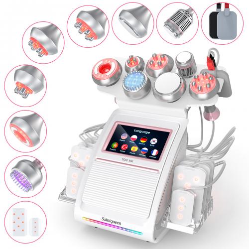SQ92D Plus, 9in1 80K Cavitation Lipo Laser Body  Machine, Multifunctional RF Body Sculpting Device with Ice Hammer, Meridian Brush, Microcurrent Pads, US Plug