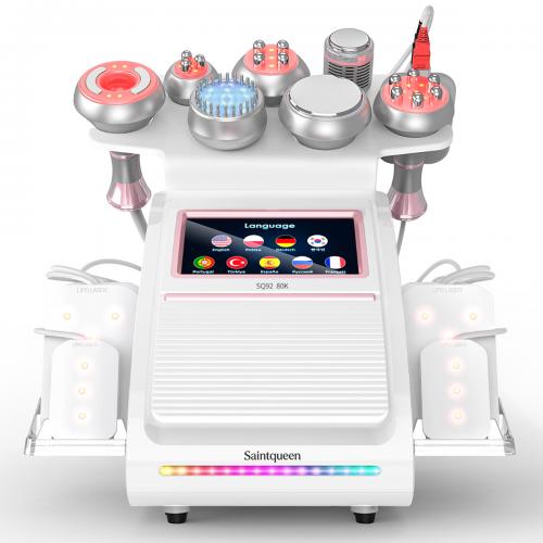 SQ92D Plus, 9in1 80K Cavitation Lipo Laser Body  Machine, Multifunctional RF Body Sculpting Device with Ice Hammer, Meridian Brush, Microcurrent Pads, US Plug