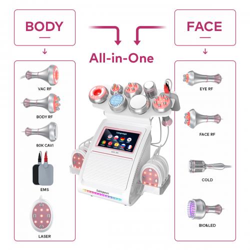 SQ92E Plus, 9in1 80K Cavitation Machine Multifunctional Body Shaping  Device RF Radio Frequency Skin Tightening Ice Cold Hammer Microcurrent Massage, US Plug
