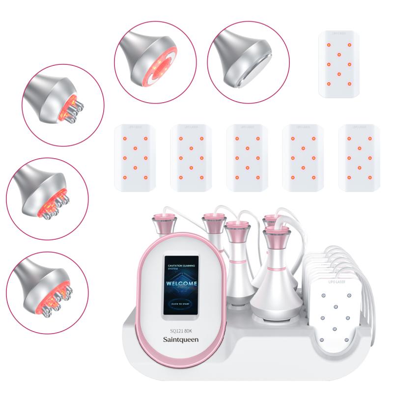 SQ121A Pro, 6in1 Body Sculpting Machine | 80K Cavitation, Multi-Polar RF, Vacuum RF, Laser Body Contouring Pads for Skin Firming Contouring Device, US Plug