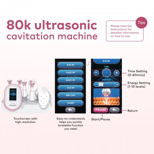 SQ121A Pro, 6in1 Body Sculpting Machine | 80K Cavitation, Multi-Polar RF, Vacuum RF, Laser Body Contouring Pads for Skin Firming Contouring Device, US Plug