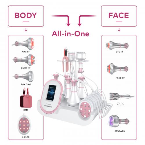 SQ121D Plus, 9in1 80K Cavitation  Machine With Microcurrent Plate, Multi-Polar RF Vacuum for Body Shaping Skin Tightening Anti-Aging, US Plug