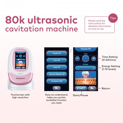 SQ95A Pro, 5in1 80K Cavitation Machine | Multi-Polar RF & Vacuum Negative Pressure Body Sculpting Device, Face Lifting Skin Tightening, US Plug