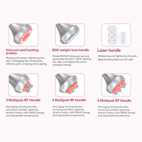 SQ95C Pro, 6in1 80K Cavitation Machine | Multi-Polar RF Vacuum Lipo Laser Body Sculpting Device, Face Lifting Skin Tightening Anti-Aging, US Plug