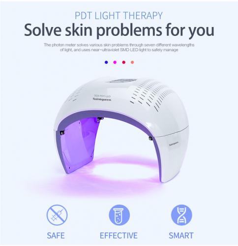 SQ1 LED Light Therapy Device, 292 Beads 7-Color Photon Facial Skin Rejuvenation Machine, Red Blue Green PDT for Face Skin Care Anti-Aging Acne Oil Control, US Plug