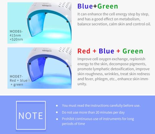 SQ1 LED Light Therapy Device, 292 Beads 7-Color Photon Facial Skin Rejuvenation Machine, Red Blue Green PDT for Face Skin Care Anti-Aging Acne Oil Control, US Plug