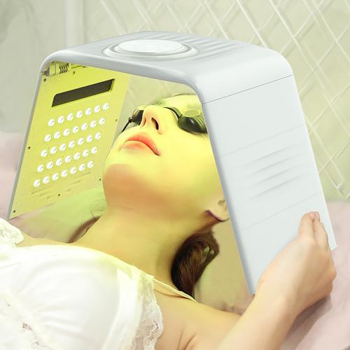 SQ130 119-LED 7 Color PDT Spectrometer Light Therapy Device, Foldable Facial Skin Rejuvenation with Hot Compress Mode for Home Salon, US Plug
