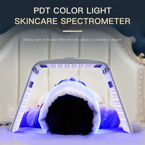 SQ130 119-LED 7 Color PDT Spectrometer Light Therapy Device, Foldable Facial Skin Rejuvenation with Hot Compress Mode for Home Salon, US Plug