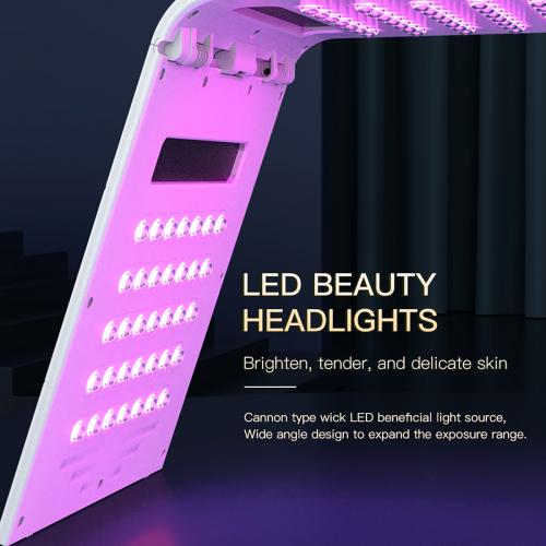 SQ130 119-LED 7 Color PDT Spectrometer Light Therapy Device, Foldable Facial Skin Rejuvenation with Hot Compress Mode for Home Salon, US Plug