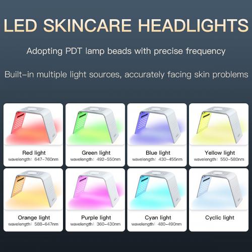 SQ130 119-LED 7 Color PDT Spectrometer Light Therapy Device, Foldable Facial Skin Rejuvenation with Hot Compress Mode for Home Salon, US Plug