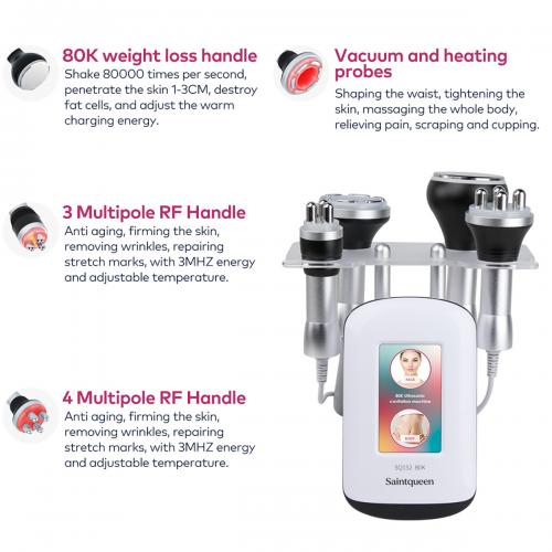 SQ152 Basic, 4in1 80K Ultrasonic Cavitation Machine, Vacuum RF Body Sculpting & Skin Tightening Device for Face & Body , US Plug