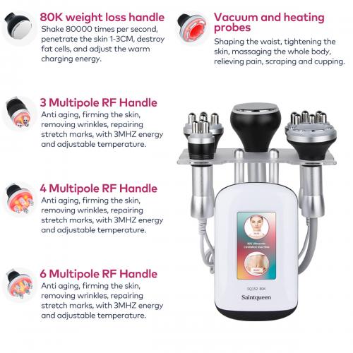SQ152 Pro, 5in1 80K Ultrasonic Cavitation & Multi-Polar RF for Body Shaping, Face Lifting, Wrinkle Reduction & Skin Elasticity Improvement, US Plug