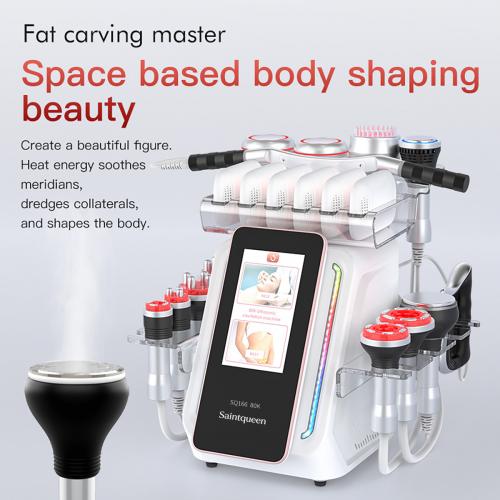 SQ166 Ultra, 80K Cavitation Radio Frequency Vacuum Massager, All-in-One Salon Beauty Equipment with EMS Laser Pad, Multiple Working Handles, US Plug