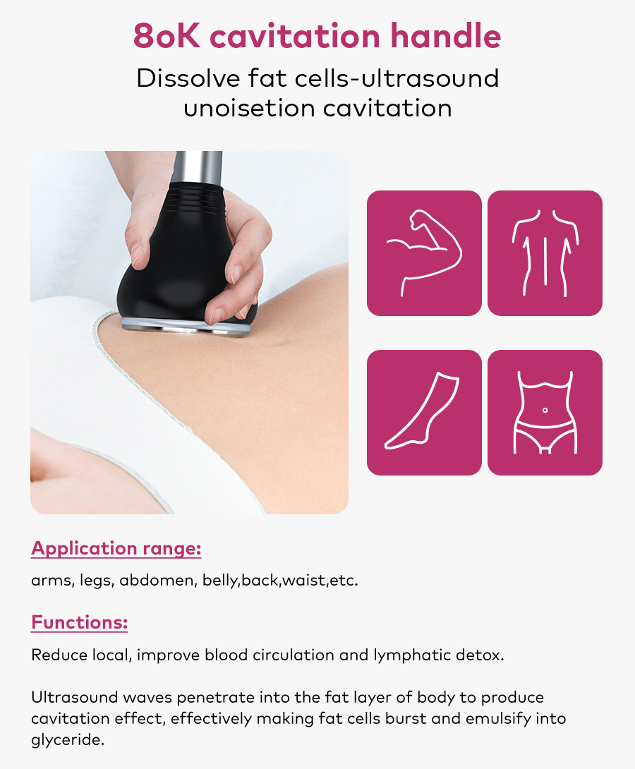 SQ154D Max 11-in-1 80K Cavitation RF Vacuum Beauty Machine with Laser EMS Microcurrent Pads detail 6