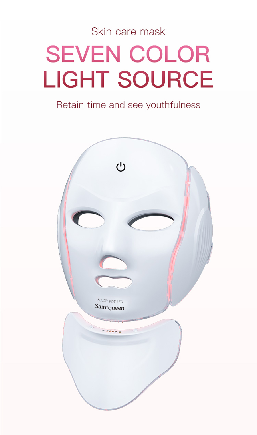 SQ139 119-LEDs 7-Color LED Facial Mask EMS Microcurrent Photon Therapy
