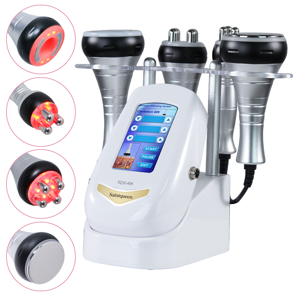 SaintQueen SQ16 4-in-1 40K cavitation machine with four treatment handles