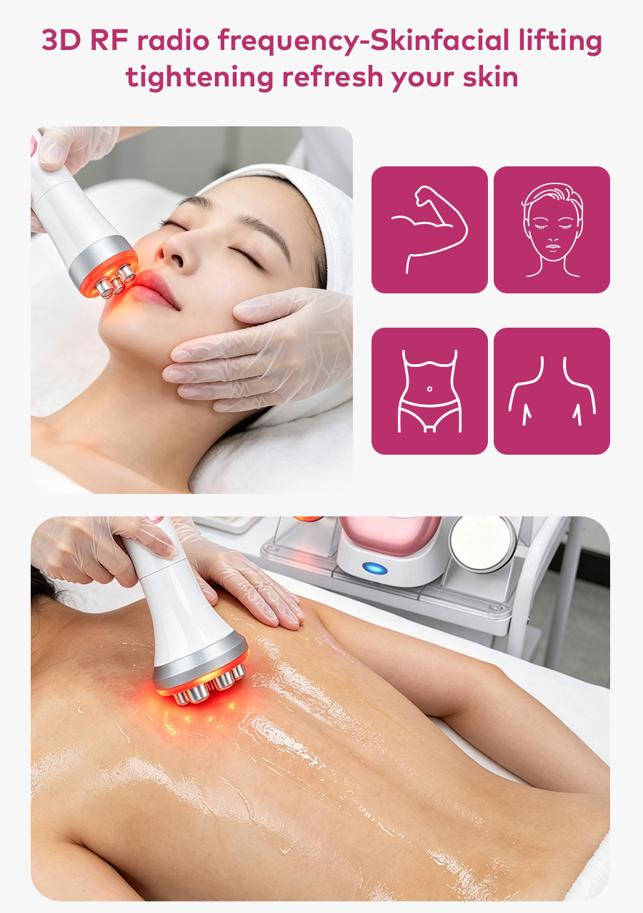 3D RF facial lifting and body skin tightening in use