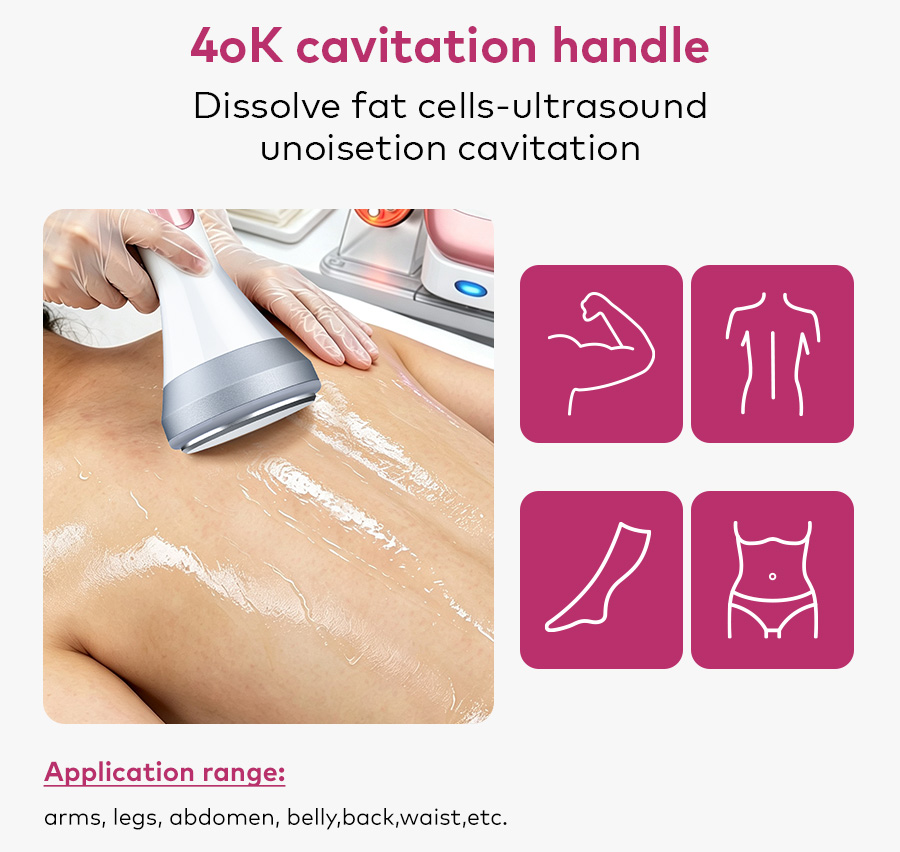 40K cavitation handle applied to abdomen for fat dissolving