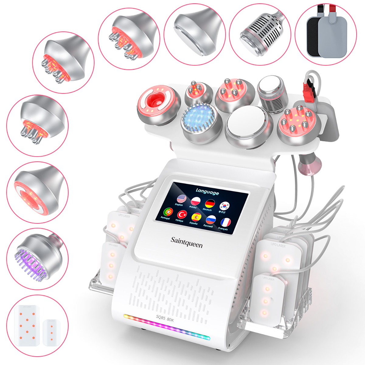 SaintQueen SQ85D Plus 9-in-1 80K cavitation machine with lipo laser plates
