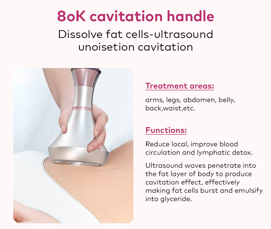 80K cavitation handle treatment areas