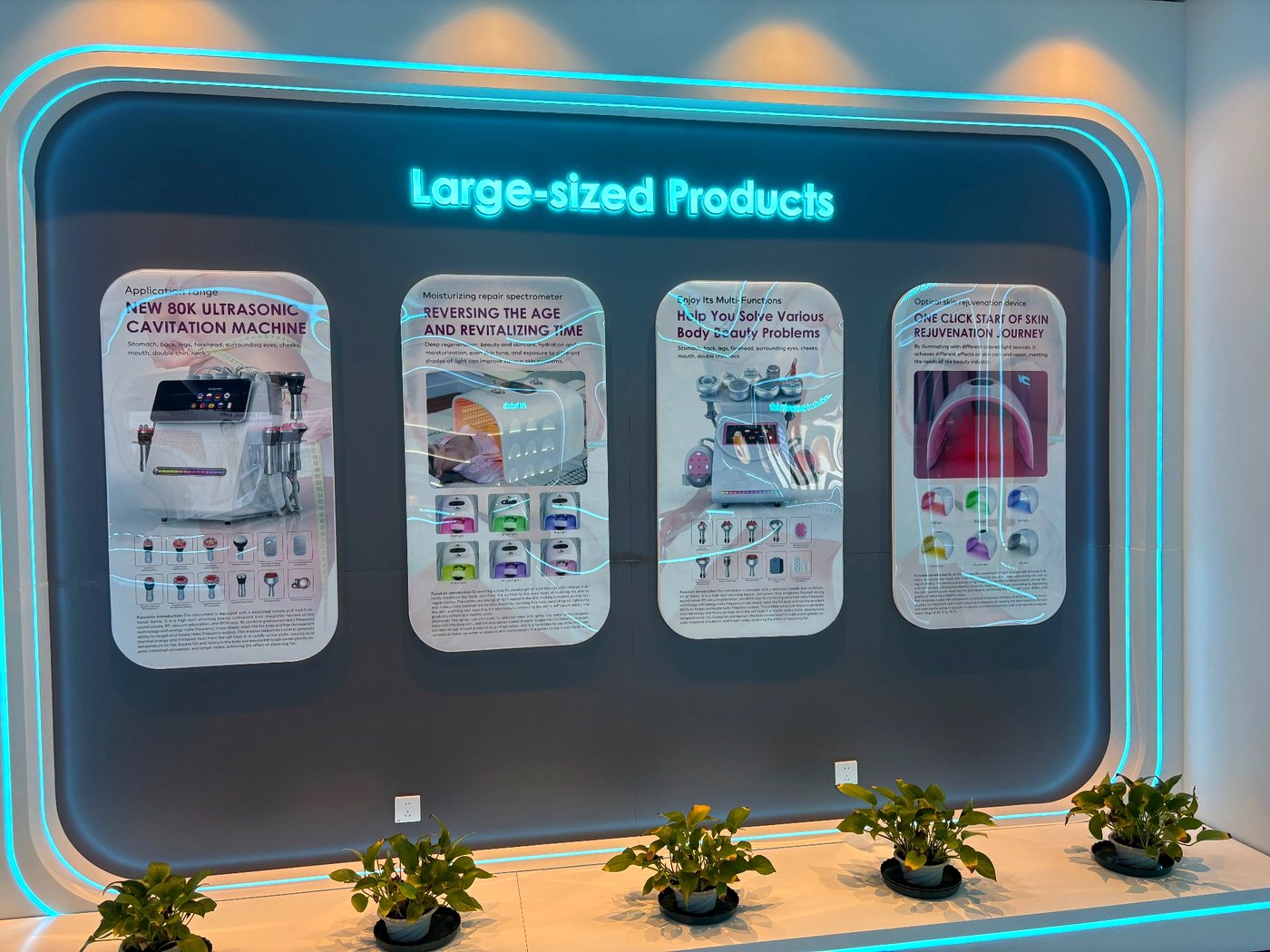 SaintQueen™ showroom — Large-sized Products display wall featuring featured professional beauty devices
